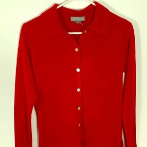 Red Collared button down cardigan